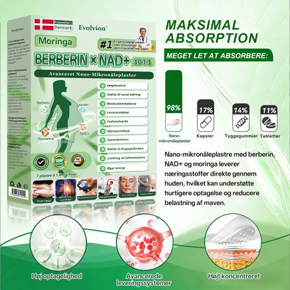 Officiel Butik |💝 Evolvion® Moringa · Berberin × NAD⁺ 10-i-1 Avanceret Nano Microneedle-plaster(Kun én gang dagligt – synlige forandringer på 7 dage)✅ Til fedme, løs hud, diabetes, søvnapnø, ledproblemer og meget mere